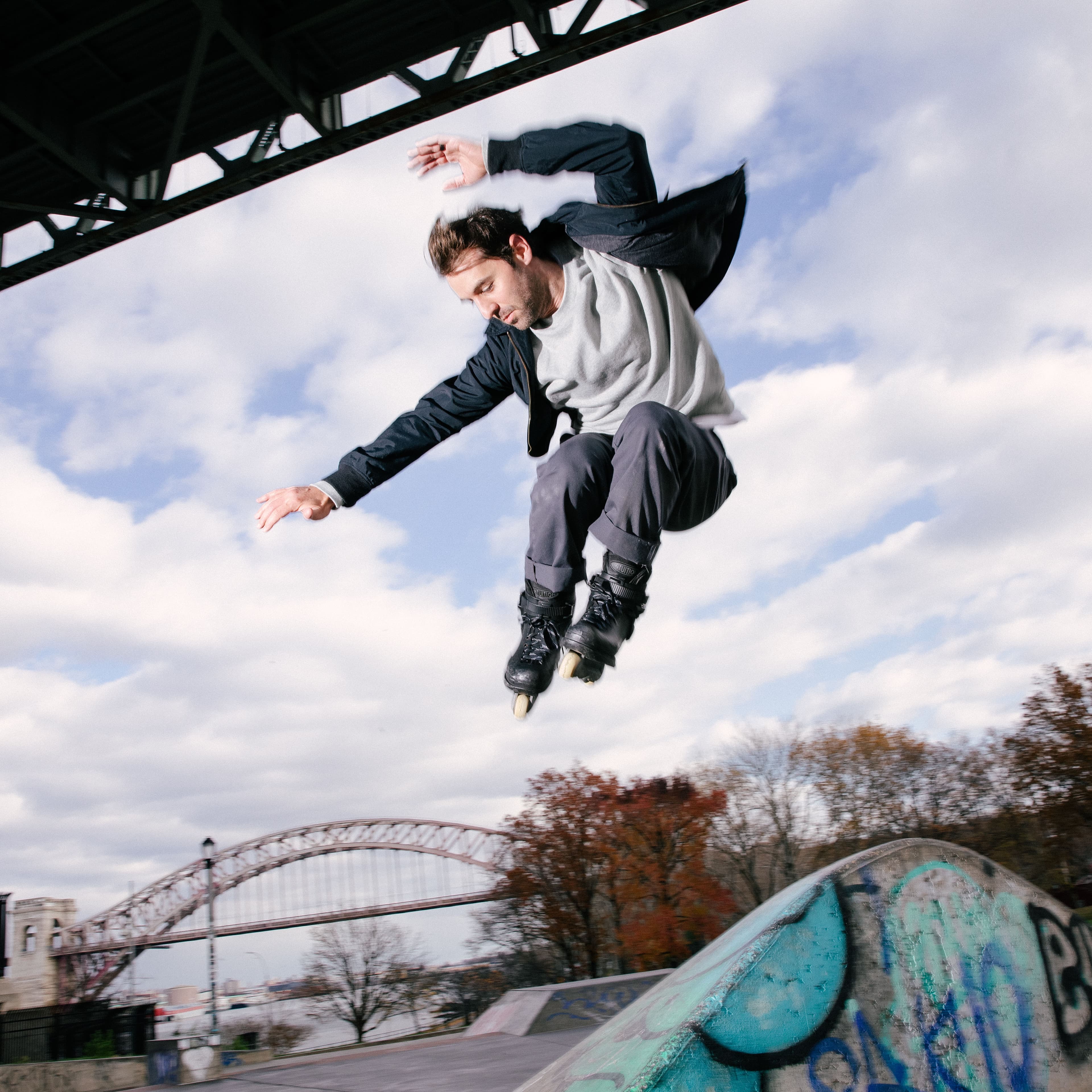 portrait of dan bradham roller blading