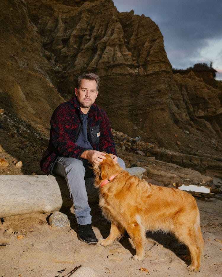 portrait of jonathan notaro and his dog